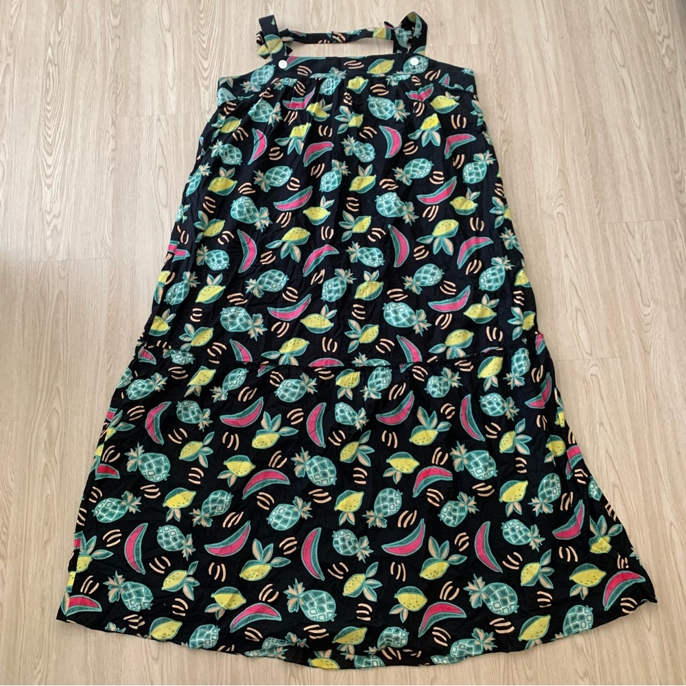 Modcloth Tiered Maxi Dress With Fruit Pineapple Banana Lemon Print Nwot